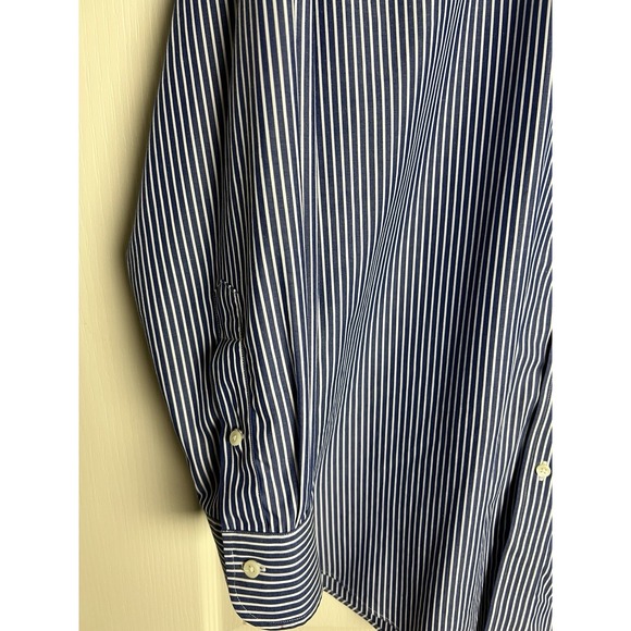 Lauren Ralph Lauren Mens Dress Shirt Size 16 1/2  32/33 Slim Fit Blue Stripe F18 - Picture 8 of 12